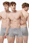 Erkek Beyaz 3 lü Pamuk Elastan Boxer 3M075