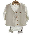 Ciccim Baby 3lü Takım Yelekli Bear Hugs Toprak