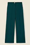 Kadın Düğmeli Geniş Paça Pantolon - Yeşil | 36