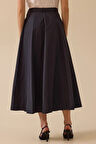 Kadın Beli Oturan Pileli Uzun Etek - Lacivert | 40