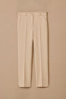 Kadın Düğmeli Yırtmaç Detaylı Pantolon - Bej | 44