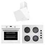 Lanova White 3207W01 - G16400-202 - 3220W6 Beyaz Cam Ankastre Set