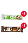 Züber Antep Fıstıklı Meyve Bar 6 Adet ve Fındıklı Meyve Bar 6 adet  (40 g x 12 Adet)