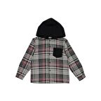 Panço Erkek Çocuk Kapüşonlu Kareli Gömlek Siyah