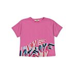 Panço Kız Çocuk Kısa Kollu Baskılı T-shirt Pembe