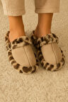 Leopar Desenli Kışlık Sessiz Ev Terliği