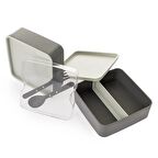 Tuffex Pratik yemek ve saklama kabı seti / Kare Antrasit Gri