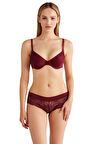 Kom Amour Dantelli Yumuşak Kaplı Bordo Sütyen