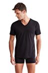 Kom Emilio V Yaka Modal Erkek Siyah Tshirt 
