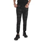 Siyah Kamuflaj Kamuflaj Desenli Dar Kalıp  Jogger Erkek Eşofman Alt - 84754 | M