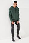 Yeşil Kanguru Cep Standart Kalıp Kapüşonlu Erkek Sweatshirt - 87872 | S