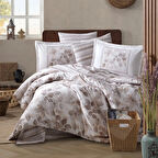 Clasy Ranforce %100 Pamuk Çift Kişilik Nevresim Takımı Semeran V1 Bej