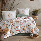 Clasy Ranforce %100 Pamuk Çift Kişilik Dört Mevsim Set Ruska V1 Mint