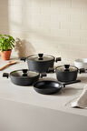 Bernardo Mayasa 7 Parça Seramik Tencere Seti Siyah