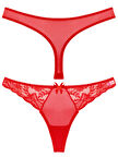 Kırmızı Renk Dantelli Kadın G String