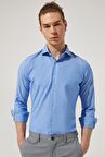 D'S Damat Slim Fit Koyu Mavi İtalyan Yaka Gömlek 2HF02ORT5185