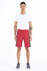 Kırmızı Yan Baskılı Fermuar Cepli Bağcıklı Standart Kalıp Erkek Şort - 81244 | S