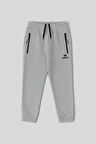 Gri Melanj Erkek Çocuk Jogger Fermuarlı Cep Standart Kalıp Manşetli Eşofman Alt - 64042