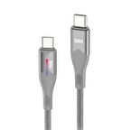 Bix Type-C to Type-C 60W Örgülü LED Işıklı Şarj ve Data Kablosu 1 Metre Gri