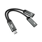 Bix ADP-13 Type-C to Çift Type-C Adaptör ve 15W Hızlı Şarj Dönüştürücü