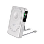 Bix TPB16 10.000 mAh OLED Ekranlı Manyetik Kablosuz Powerbank 20W PD Hızlı Şarj ve 15W MagSafe Beyaz