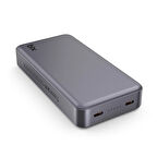 Bix PB205 20000mAh PD 20W Çift USB-C Portlu Hızlı Şarj Destekli Dayanıklı Metal Powerbank Koyu Gri
