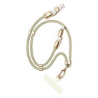 Bix 240W USB-A ve USB-C ve Lightning Çok Fonksiyonlu Askı İpli Premium Örgü 1.5 Metre Yüksek Hızlı Şarj ve Veri Kablosu Altın