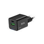 Bix 30W GaN USB-C + USB-A Hızlı Şarj Adaptörü iPhone, Android ve iPad Uyumlu Type-C PD PPS Şarj Aleti Siyah