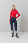 Double Paça Denim Pantolon Lacivert