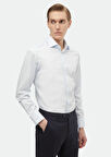 Açık Mavi Düz Slim Fit Dokuma Klasik %100 Pamuk Gömlek