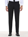 Siyah Düz Dokuma Slim Fit Klasik Yün Karışımlı Pantolon