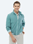 Koyu Mint Regular Fit Dik Yaka Casual Dokuma Mont