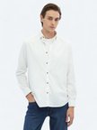 Beyaz Fitilli Regular Fit Dokuma Kadife Casual %100 Pamuk Gömlek