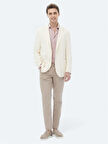 Ekru Düz Modern Fit Örme Ceket