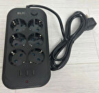 ROSE TEKNOLOJİ FTR-11 TERMAL AKIM KORUMALI ÇOCUK KORUMALI 6 PRİZ 3 USB GİRİŞLİ 2 METRE UZATMA KABLOLU PRİZ