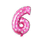 6 Rakam Pembe Kalp Folyo Balon 40 cm
