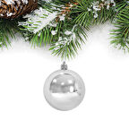 Yılbaşı Çam Ağacı Süsü Gümüş Top 6 cm 6'lı
