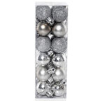Yılbaşı Çam Ağacı Süsü Gümüş Top 3 cm 24'lü