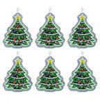 Yılbaşı Simli Çam Ağacı Strafor Süs Gümüş 6'lı