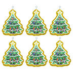 Yılbaşı Simli Çam Ağacı Strafor Süs Altın 6'lı