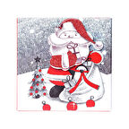 Yılbaşı Noel Baba ve Çam Ağacı Motifli Hediye Kutusu 12x8 cm