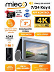 Mieco X8 Wifi /4K Uhd/ 170° Ultra Geniş Açı/ Kör Nokta / Adas/ Ön + Arka Araç Kamerası + Hafıza Kartı