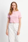 Lacivert Basic Üst Crop T-shirt