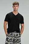 Lufian Erkek Tuna Modern Grafik T-Shirt 627111020145 Siyah