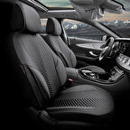 Advanced Design Özel Tasarım Premium Deri-Keten Ekstra Destekli Universal Oto Koltuk Kılıfı Tam Set Füme