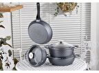 Taç Gurme 7 Parça Tencere Tava Seti Gri