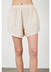 Yıkamalı Keten Görünümlü Şort
