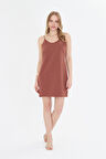 Saten Askı Detaylı Düz Mini Elbise 