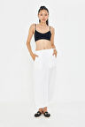 Etek Detaylı Keten Görünümlü Pantolon
