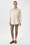 Önü Nakışlı Keten Karışımlı Gömlek